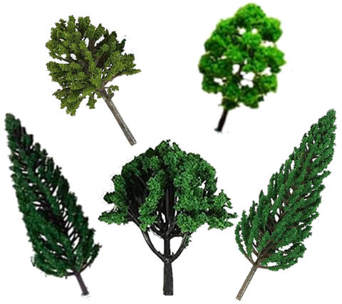 Assorted Trees Green (Set of 4)